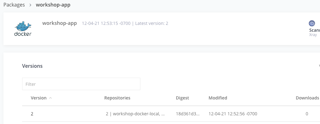 Docker Workshop App Versions